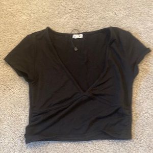 Black Garage V-Neck Crop Top